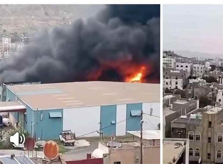 نائب مدير الشؤون الاجتماعية بتعز يتفقد أضرار حريق الشركة المتحدة للإسفنج